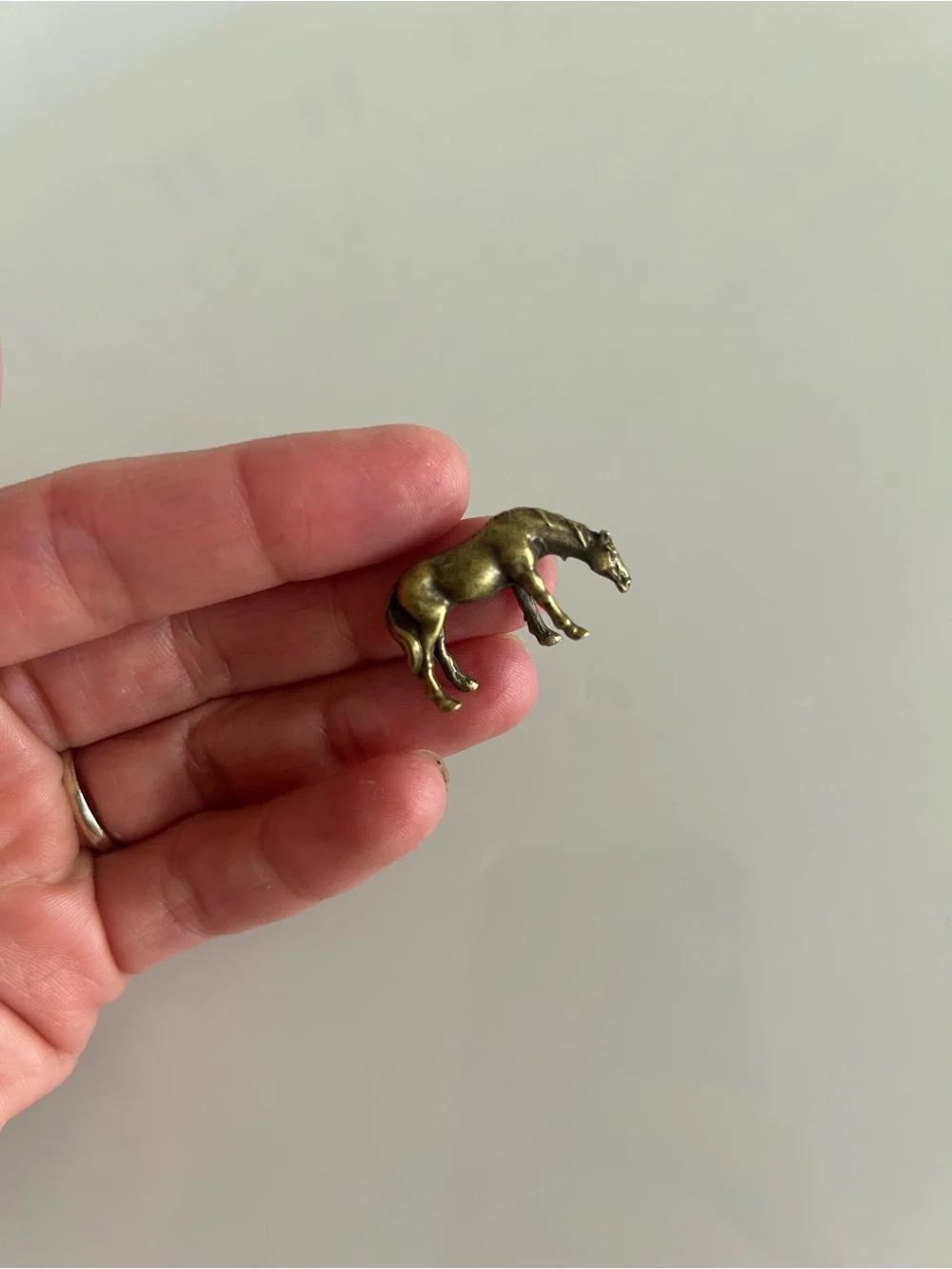 VTG miniature Brass Horse Figurine Set stocking stuffers gift stallions pony 1”